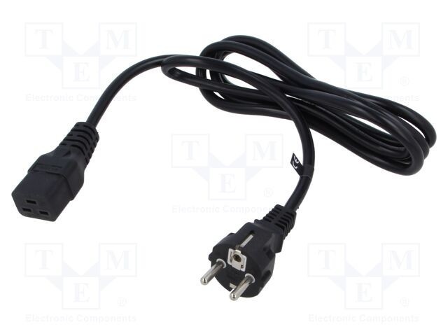 Cablu 3x1,5mm2 CEE 7/7 cu mufă IEC C19 mamă PVC 2m negru POS