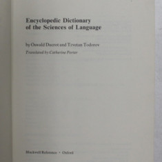 ENCYCLOPEDIC DICTIONARY OF THE SCIENCES OF LANGUAGE by OSWALD DUCROT and TZVETAN TODOROV , 1981