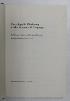 ENCYCLOPEDIC DICTIONARY OF THE SCIENCES OF LANGUAGE by OSWALD DUCROT and TZVETAN TODOROV , 1981 foto