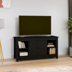 vidaXL Comodă TV, negru, 103x36,5x52 cm, lemn masiv de pin 814578