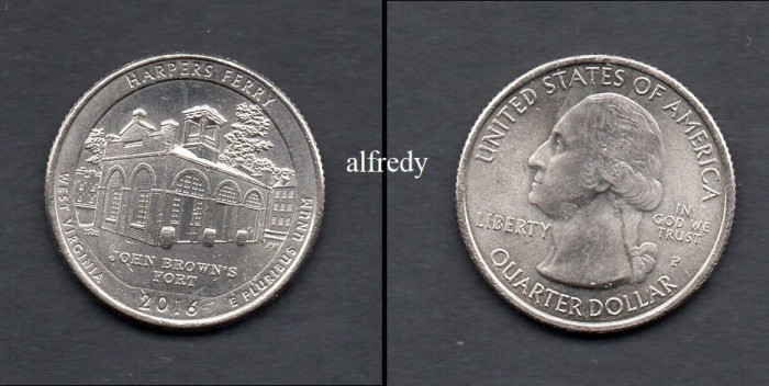SUA 2016 Quarter, 25 Centi, Harpers Ferry, West Virginia, P