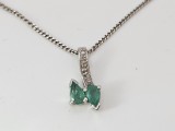 Lant din argint si pandantiv cu smarald #2075