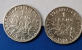 SV * Franta LOT 2 x FRANC 1913 și 1914 ( mai rar) * ARGINT .835 * XF +, Europa