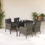 VidaXL Set mobilier de grădină cu perne, 5 piese, gri, poliratan