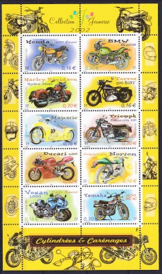 DB1 Franta 2002 Motociclete MS MNH foto