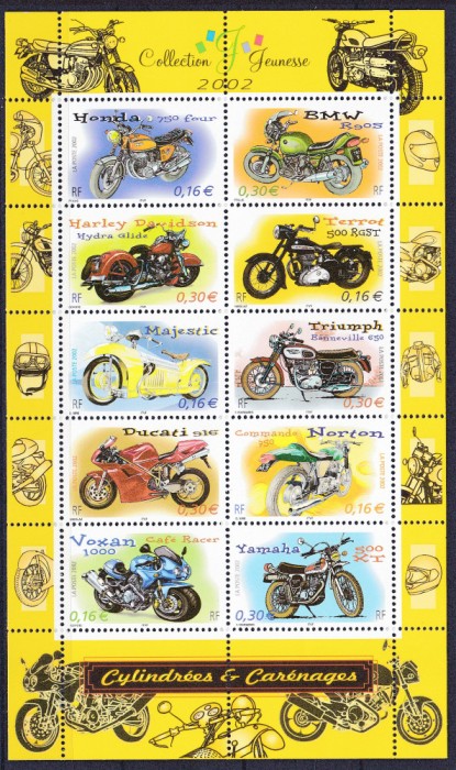 DB1 Franta 2002 Motociclete MS MNH