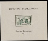 Kouang-Tcheou Indochine Colonii franceze 1937 - Omnibuse , Expozitia Mondiala Paris , colita nedantelata , MNH , Mi.162, Organizatii internationale, Nestampilat