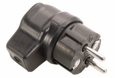 Fisa stecher negru unghiular cauciucat solid 230V 16A max. 2,5 mm &sup2; IP44