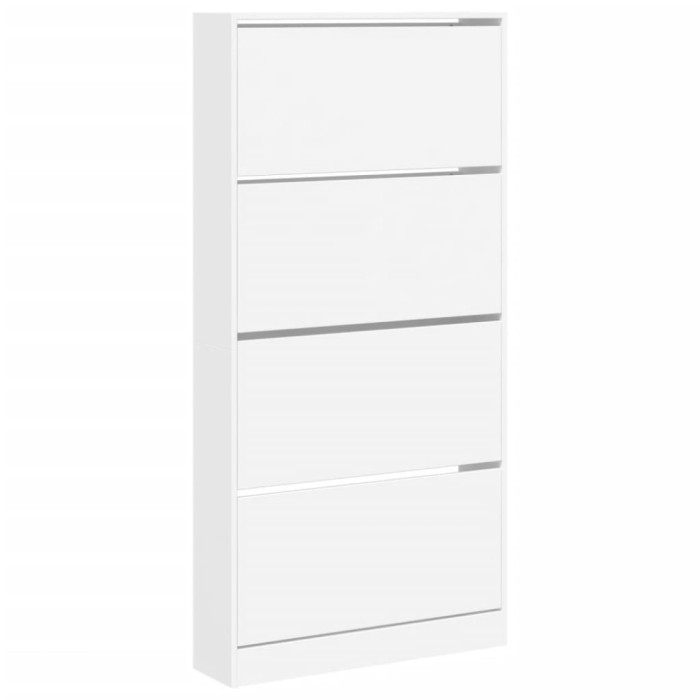 Dulap de pantofi cu 4 sertare rabatabile, alb, 80x21x163,5 cm