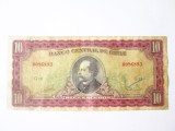 Rară! Chile 10 Escudos 1962,bancnota din imagini(uzată)