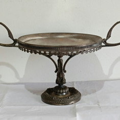 Centru de masă Neoclasic mare, bronz argintat, 53 x 29,5 cm