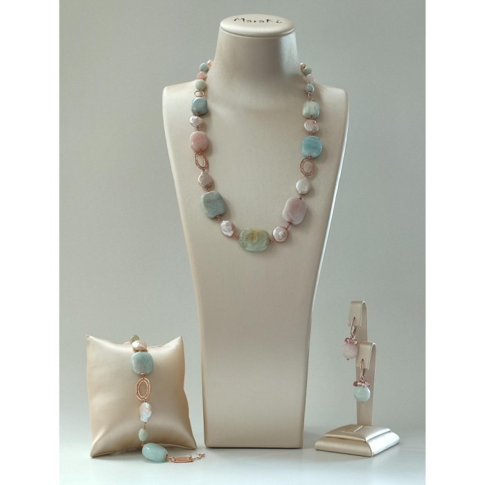 Set Dynamic din acvamarin multicolor și perle