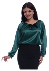 Bluza Dama Verde de Satin cu funda detasabila - L foto