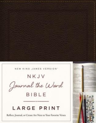 NKJV, Journal the Word Bible, Large Print, Bonded Leather, Brown, Red Letter Edition: Reflect, Journal, or Create Art Next to Your Favorite Verses foto