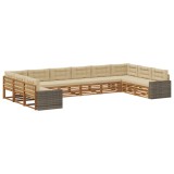 vidaXL Seturi de canapele cu pernă 10 pcs Lemn Solid de Acacia 3383911