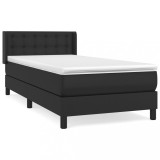 Cumpara ieftin Pat continental cu saltea, negru, 80x200 cm, piele ecologica