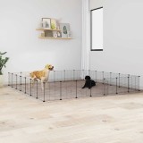 Cușcă animale de companie cu ușă 28 panouri negru 35x35 cm oțel