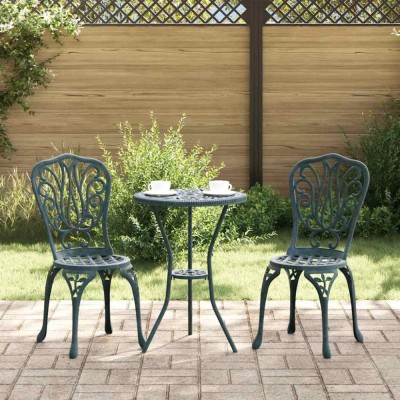 Set Bistro de Grădină 3 pcs Verde Aluminiu foto