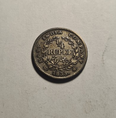 East India Company 1/4 Rupee 1835 King William IIII Patina Frumoasa foto