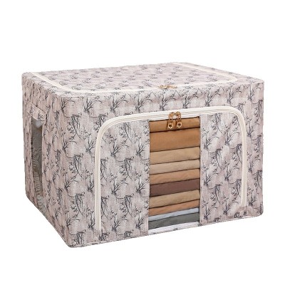 Cutie depozitare, flippy, 66l, din material textil, 50 x 40 x 33 cm, pentru haine si lenjerii, model bambus, galben foto