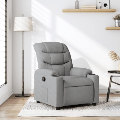 Gossi fotoliu rabatabil, gri deschis, material textil foto