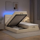 Cumpara ieftin Pat Ottoman cu Saltea si LED Crem 180 x 200 cm Tesatura