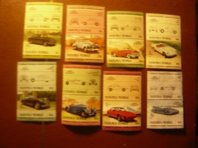Set 8 perechi Nanumea Tuvalu - Automobile 1985 ,unele au defect foto