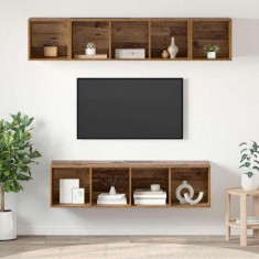 vidaXL Set comodă TV 4 pcs Lemn vechi 37 x 37 x 142.5 cm Lemn compozit