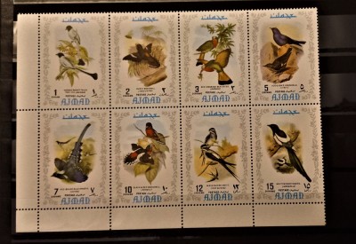 AJMAN EAU 1971 - FAUNA - PASARI set 8v foto