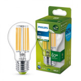 Bec LED Classic A60, Ultra Efficient Light, E27, 4W (60W), 840 lm, lumina calda (3000K), Philips