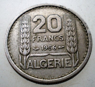 7.586 ALGERIA OCUPATIE FRANCEZA 20 FRANCS FRANCI 1956 foto