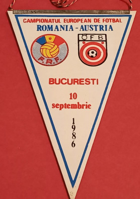 Fanion fotbal ROMANIA - AUSTRIA (10.09.1986) foto