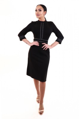 V798-1 Rochie office eleganta cu model in dungi foto