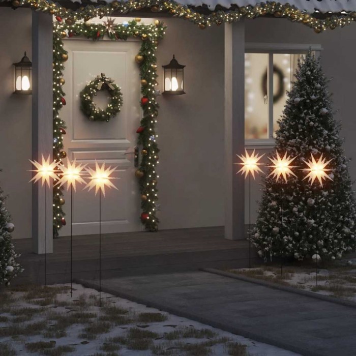 vidaXL Lumini de Crăciun cu v&acirc;rfuri LED 3 buc. alb 35 cm pliabil