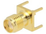 Soclu SMA Mamă Drept PTFE Aurit 50&Omega; THT pentru PCB