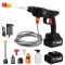 Pistol de spalat cu presiune, portabil, 200W, 30BAR, 240 L/h, ABS si metal, 24V, 6000mAh, 10 metri, set