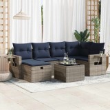 Gossi set canapele de gradina, 7 piese, cu perne, gri, poliratan
