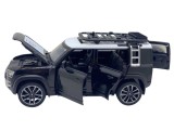 Macheta auto Land Rover Defender neagra replica deschide usi, capota, portbagaj cu sunete si lumini 1:32