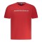 Tricou barbati, cu imprimeu cu text si decolteu rotund, Regular fit, Rosu, S