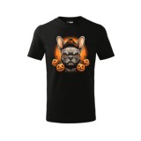 Tricou Personalizat Copii Halloween , Bulldog Francez si Dovleci