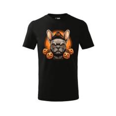 Tricou Personalizat Copii Halloween , Bulldog Francez si Dovleci