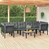 Gossi set sezlonguri de gradina, 8 piese, negru si gri, poliratan