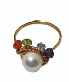 B5. Inel Terra cu sateliti, Pietre Semipretioase, 5.3 cm, Noutati Handmade Unic, 46 - 56, RavariuArt