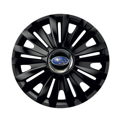 Set 4 capace roti Negre Cu Inel Cromat Royal R15 pentru gama auto Subaru foto