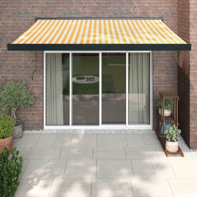 vidaXL Copertină retractabilă, galben/alb, 3,5x2,5 m, textil/aluminiu foto