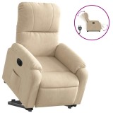 Cumpara ieftin Fotoliu rabatabil electric cu ridicare, crem, microfibra