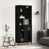 vidaXL Dulap &icirc;nalt, negru, 69,5x34x180 cm, lemn compozit