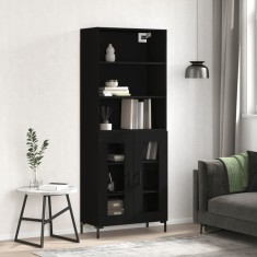 vidaXL Dulap &amp;icirc;nalt, negru, 69,5x34x180 cm, lemn compozit foto