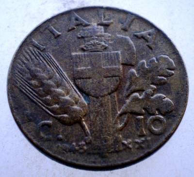 1.701 ITALIA WWII VITTORIO EMANUELE III 10 CENTESIMI 1943 R foto