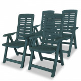 Set 4 Scaune Gradina Rabatabile Verde Plastic vidaXL, Rezistente Intemperii, Pliabile, 60x61x108 cm